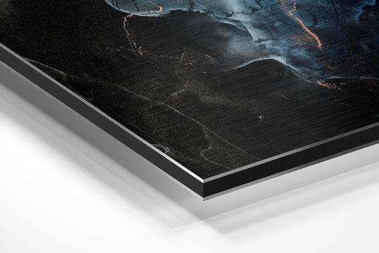 Blue Flame Black Marble Metal Wall Art