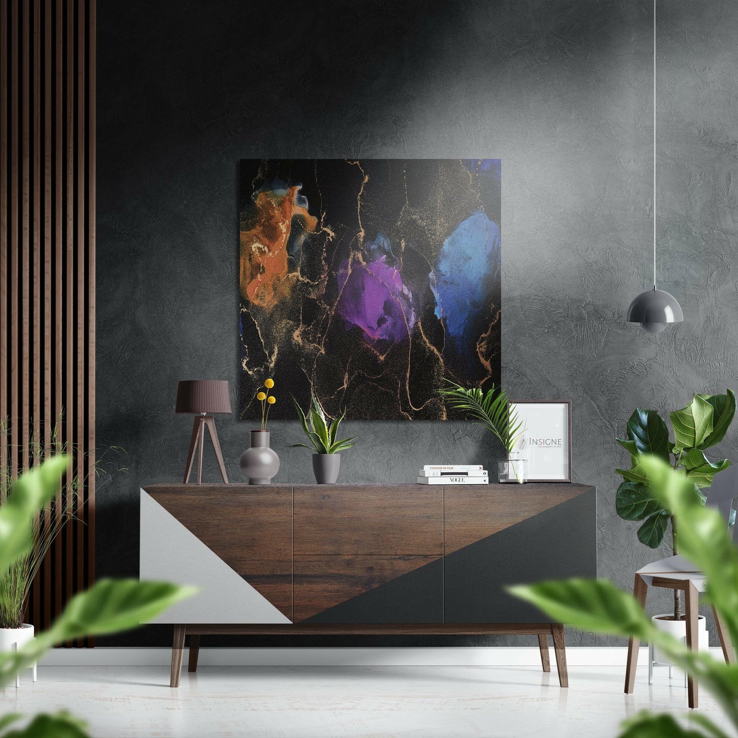 Jewel Tone Ink Black Metal Wall Art