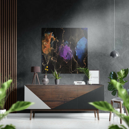 Jewel Tone Ink Black Metal Wall Art