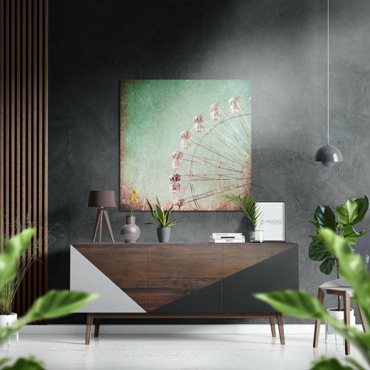Ferris wheel metal wall art on brushed aluminum dibond