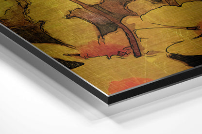 Golden Yellow Cosmos Blooms Metal Wall Art