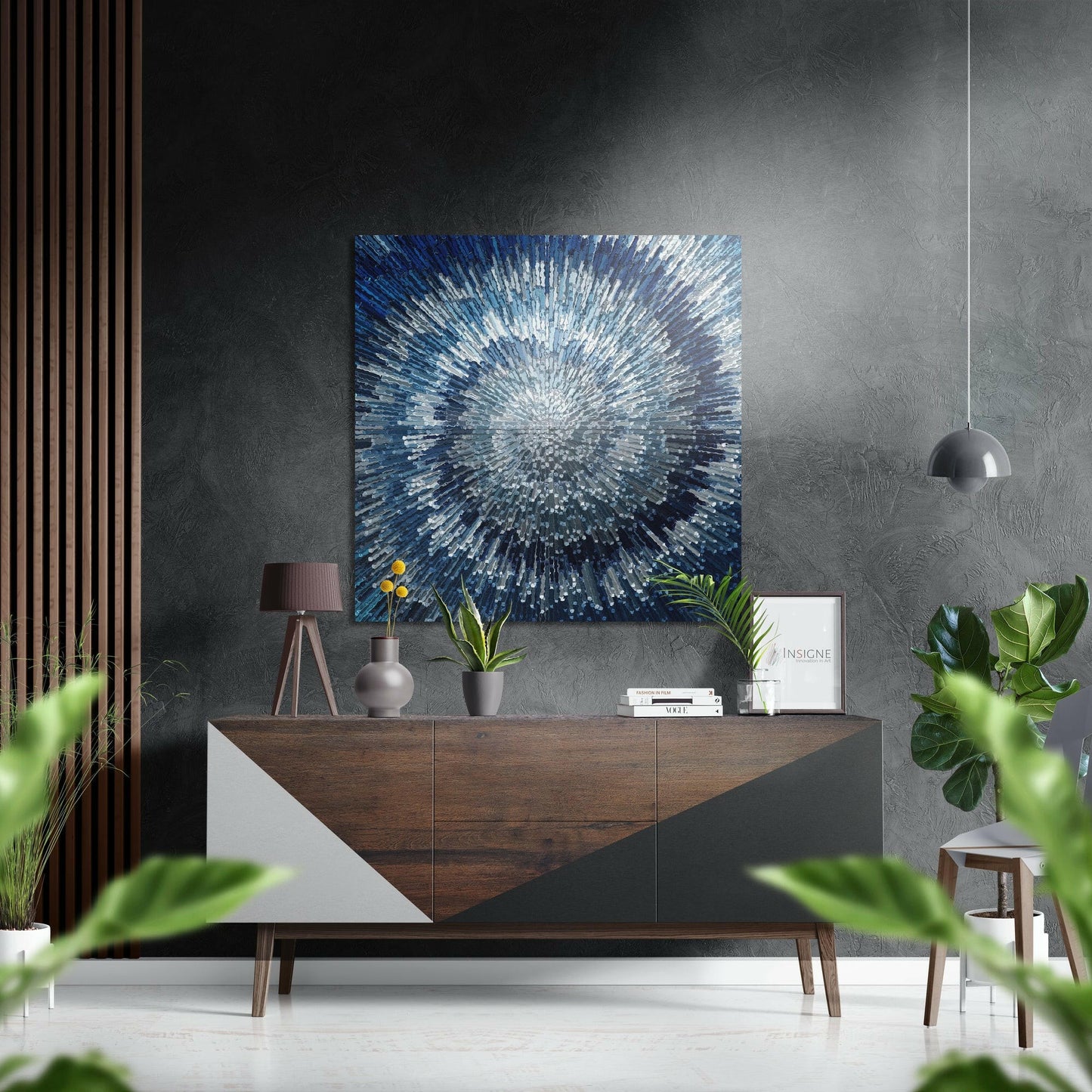 Blue abstract aluminum metal wall art