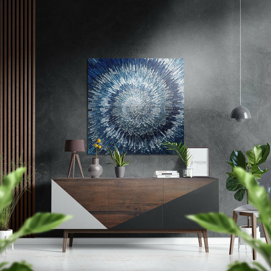 Blue abstract aluminum metal wall art