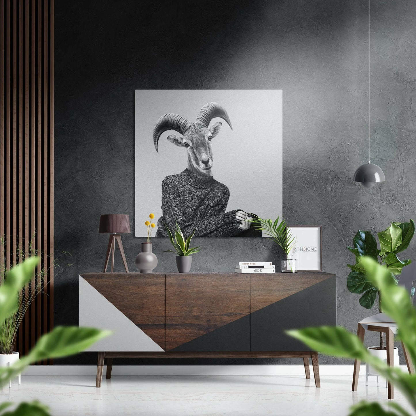 Goat-headed design metal wall art