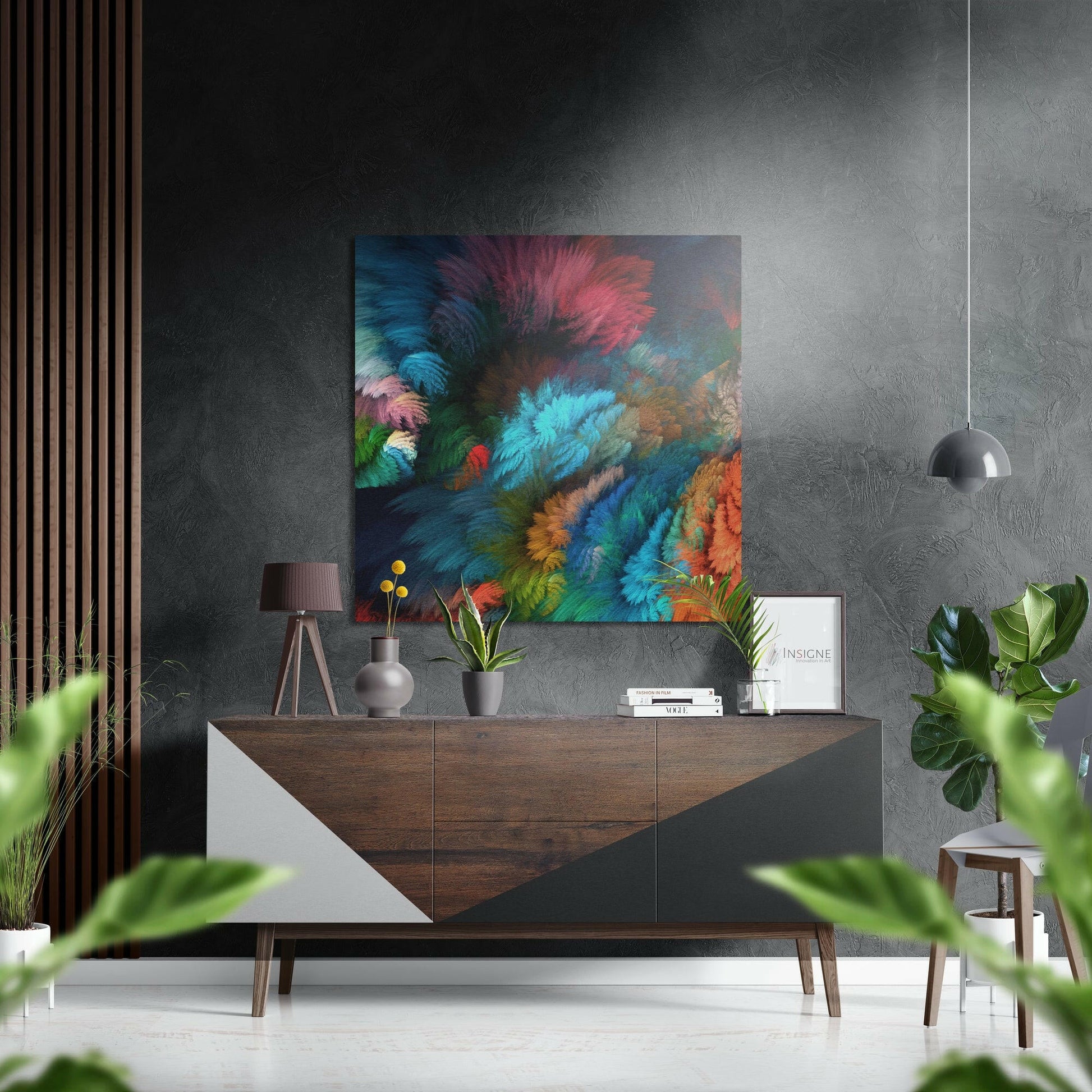 Variegated brushed aluminum metal wall art panel