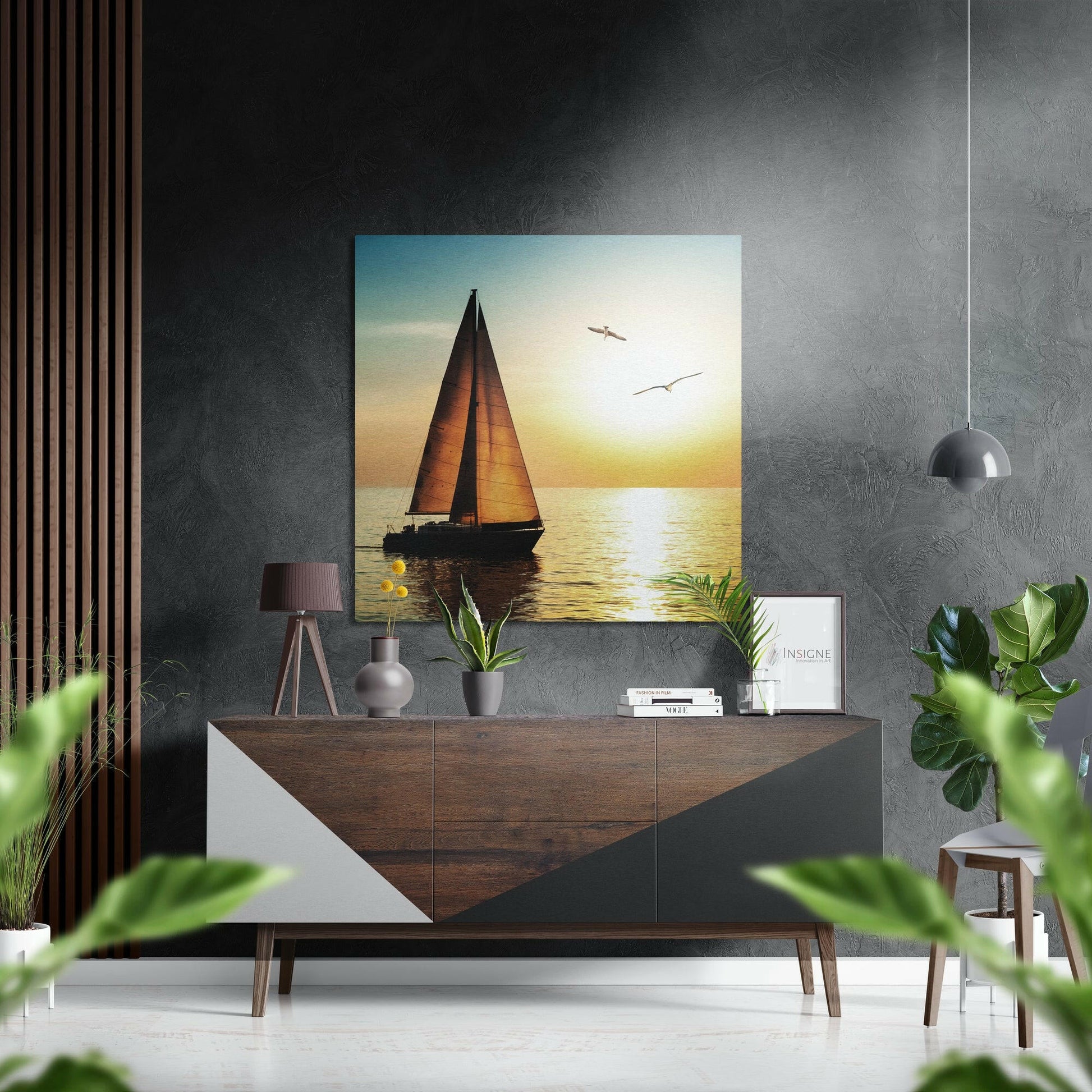Sailing to Sunset coastal metal wall art