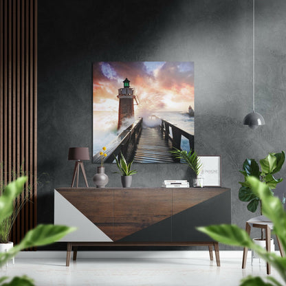 Lighthouse coastal metal wall art
