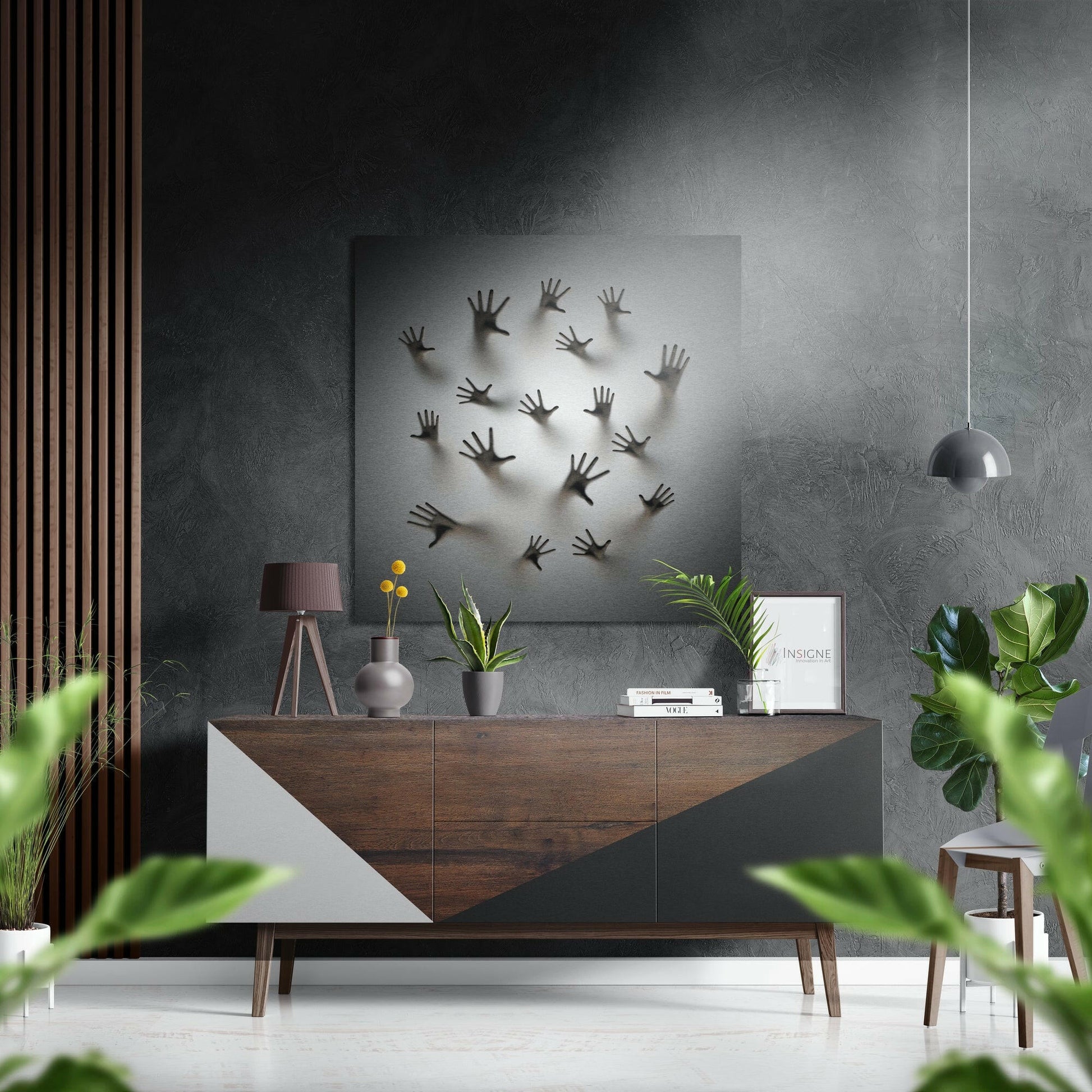 Hands aluminum wall art graphic design