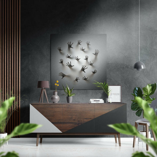 Hands aluminum wall art graphic design
