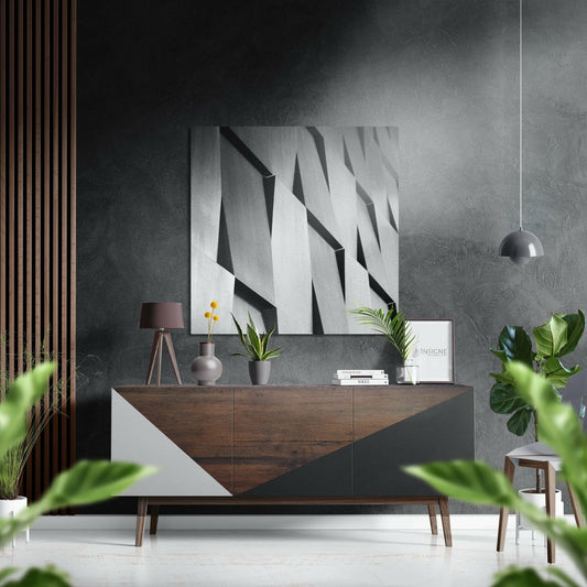 Geometric Buildings Metal Wall Art