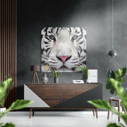 White Tiger Brushed Aluminum Metal Wall Art
