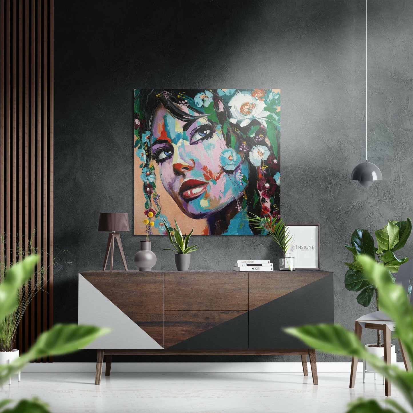 Woman of flowers metal wall art
