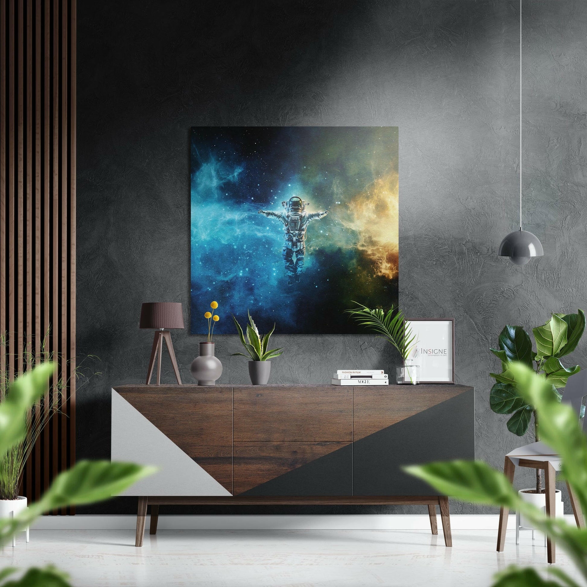 Astronaut blue nebula metal wall art