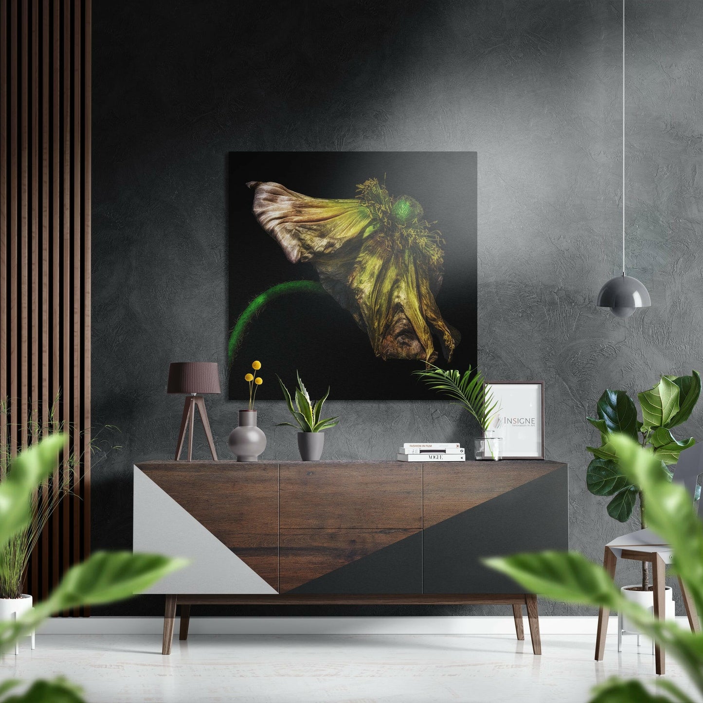 Wilting Green Flower Metal Art