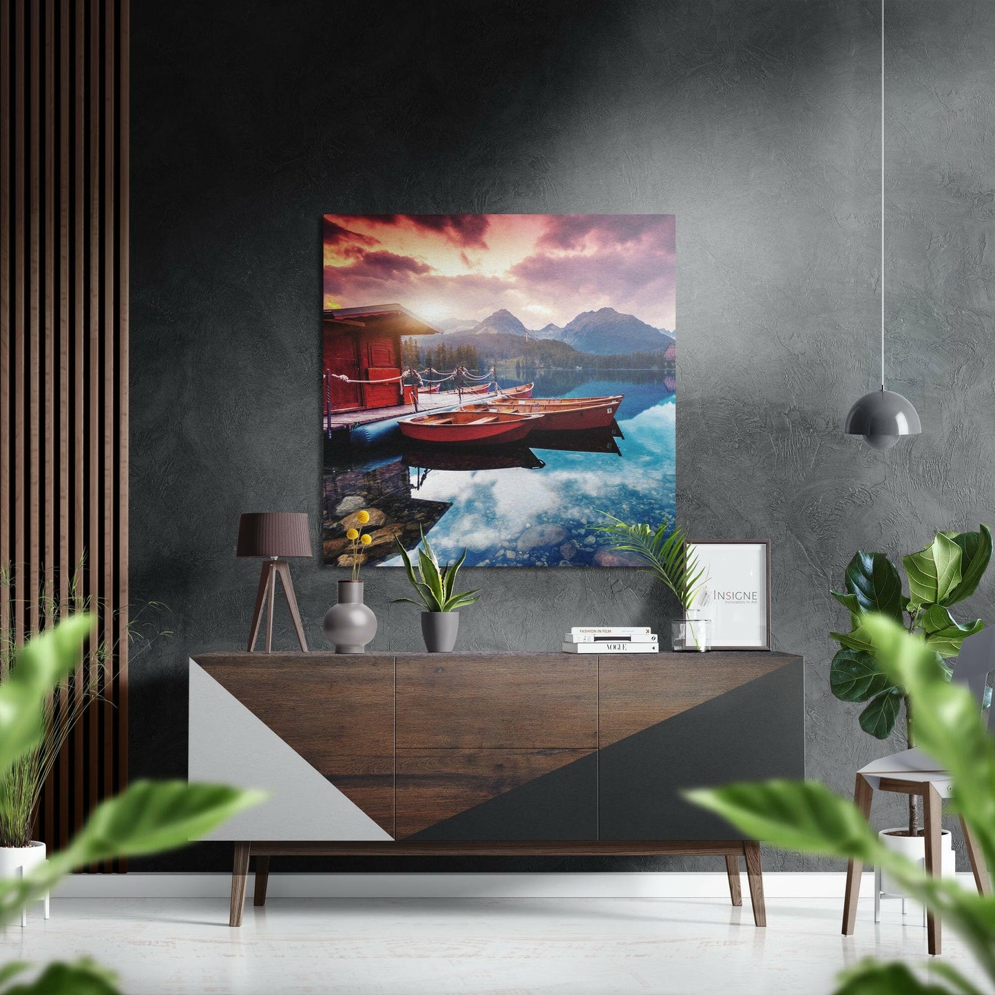 Boats metal wall art on brushed aluminum dibond