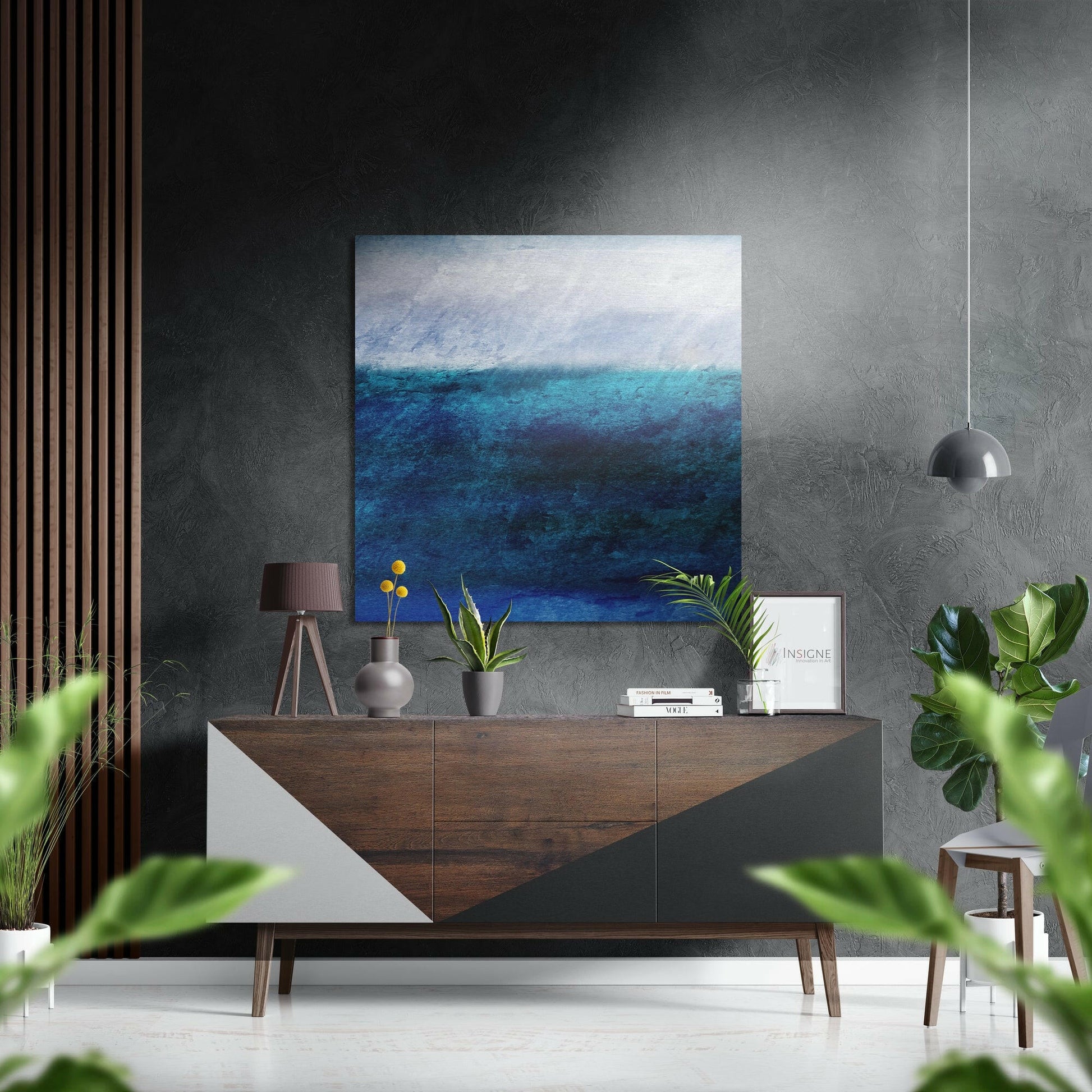 Blue cascades aluminum wall art