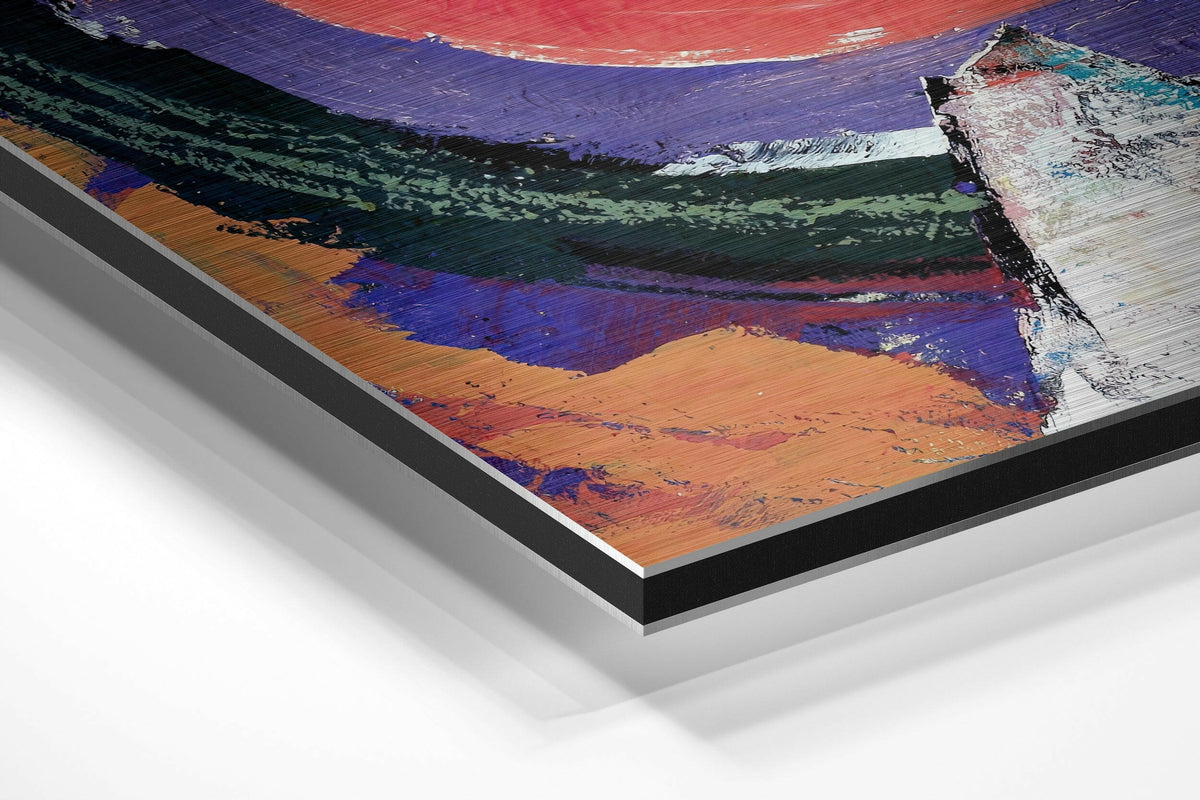Concentric circle abstract brushed aluminum panel corner close-up showing the brushed metal grain