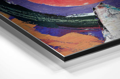 Concentric circle abstract brushed aluminum panel corner close-up showing the brushed metal grain