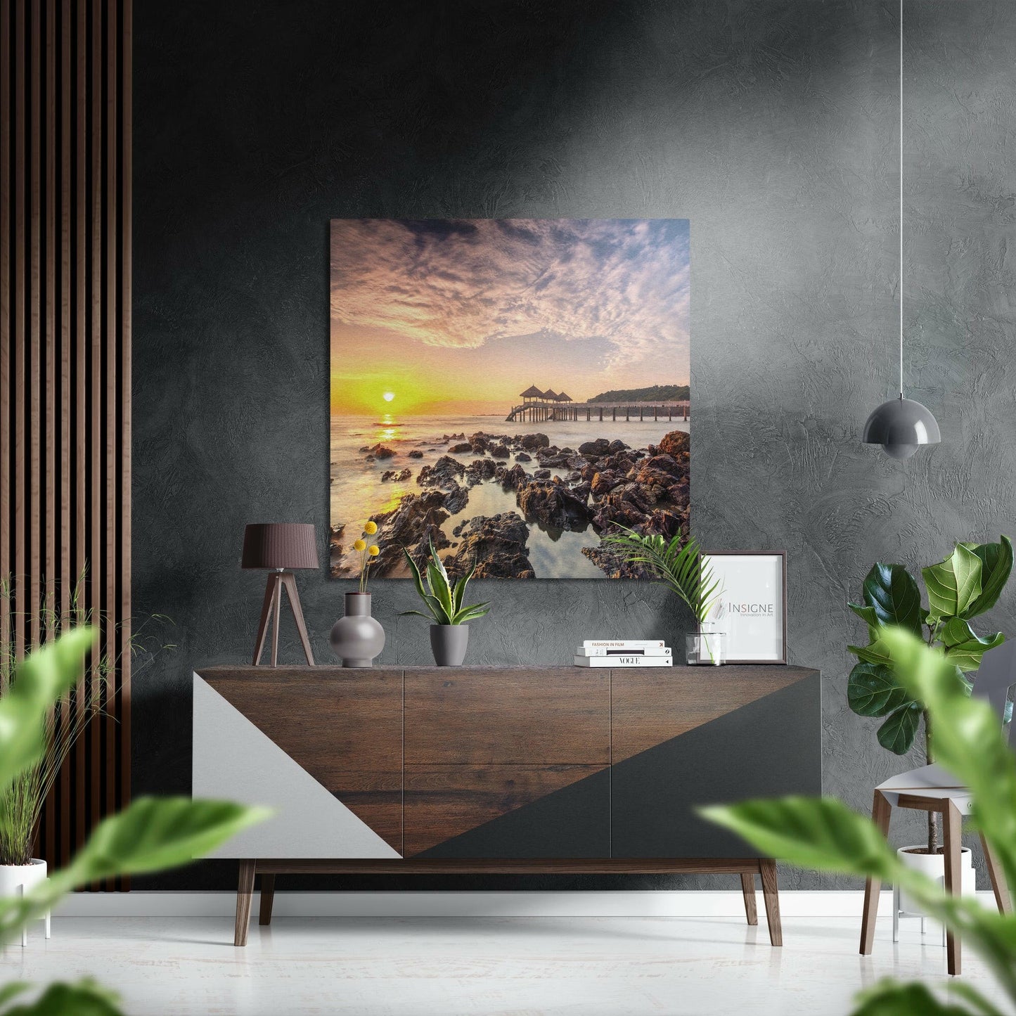 Sunset metal wall art in brushed aluminum finish