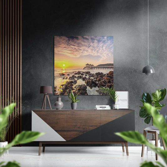 Sunset metal wall art in brushed aluminum finish
