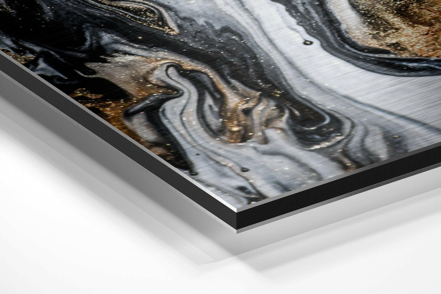 Black White Gold Flow Metal Wall Art
