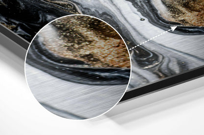 Black White Gold Flow Metal Wall Art