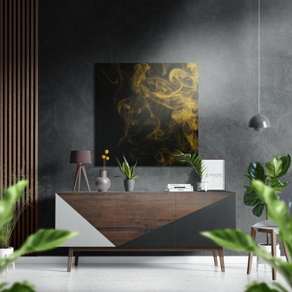 Yellow Smoke brushed aluminum metal wall art