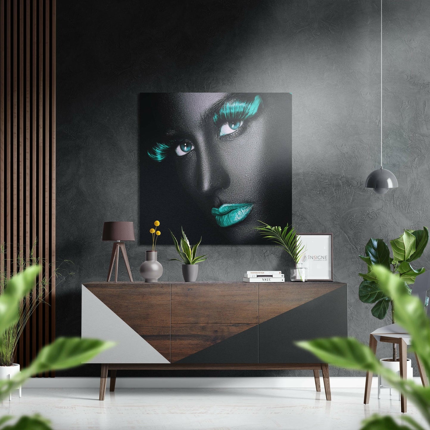Turquoise lashes dark beauty metal wall art
