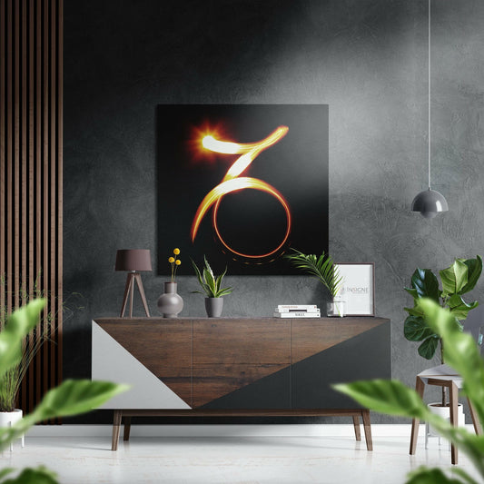 Capricorn zodiac symbol brushed aluminium metal wall art