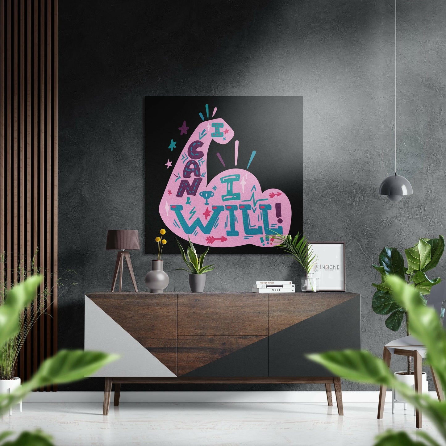 I Can I Will Flexed Arm Quote Metal Wall Art