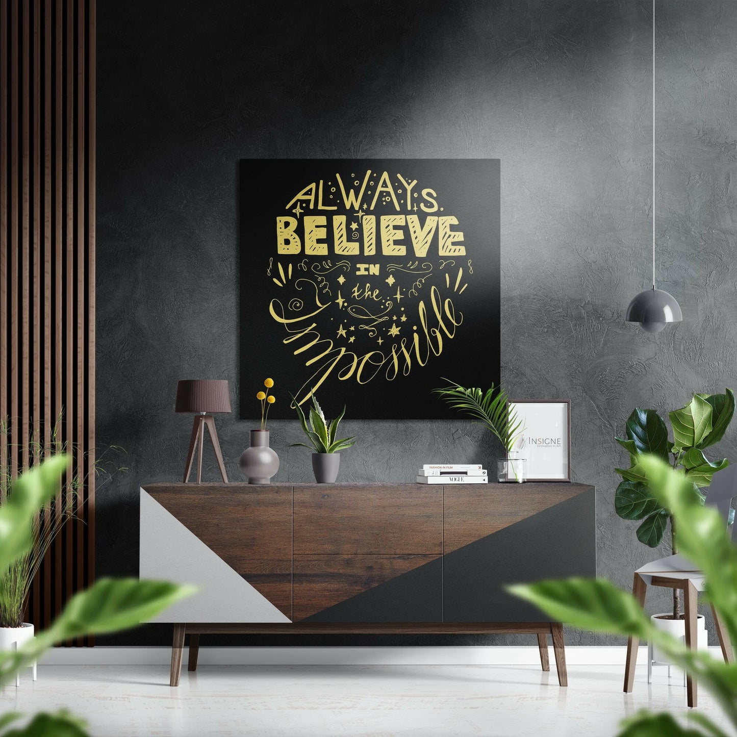 Believe in Impossible metal wall art motivational design