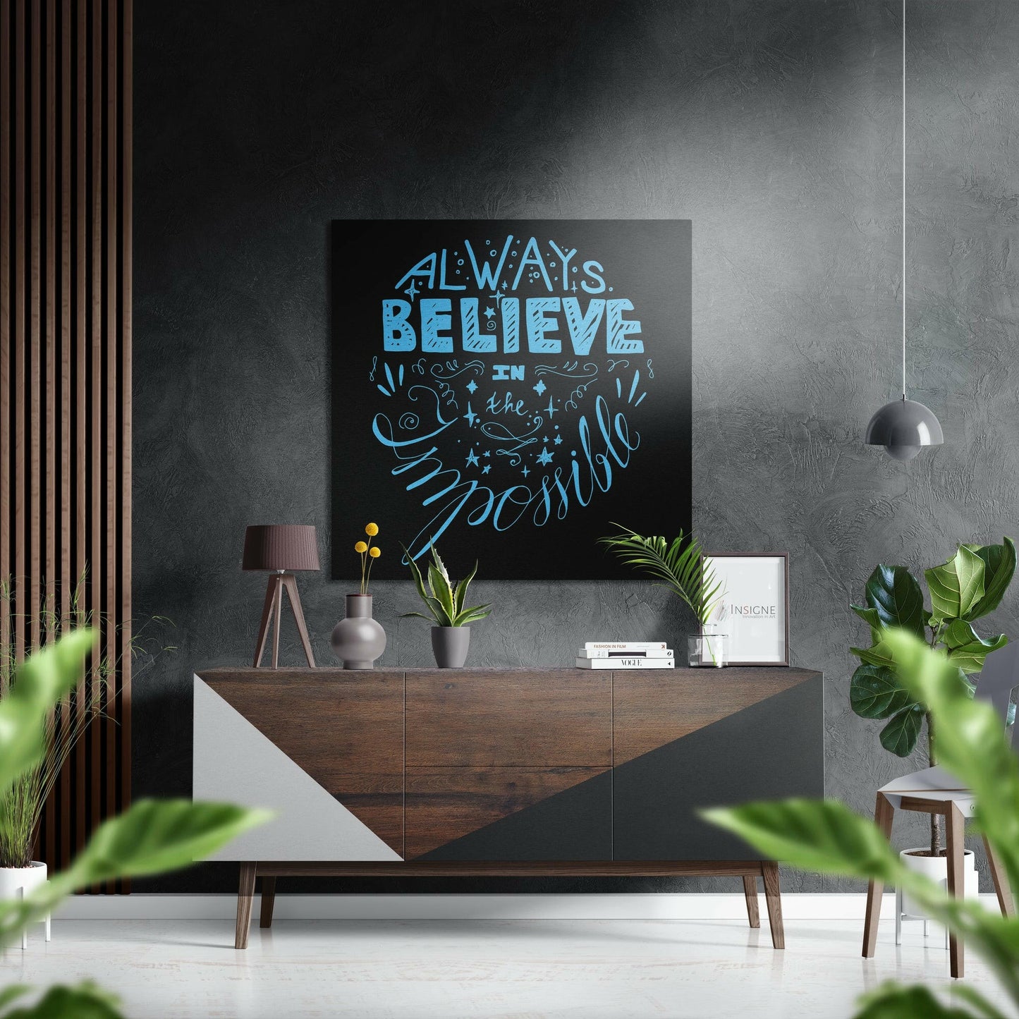 Believe in Impossible metal wall art motivational design