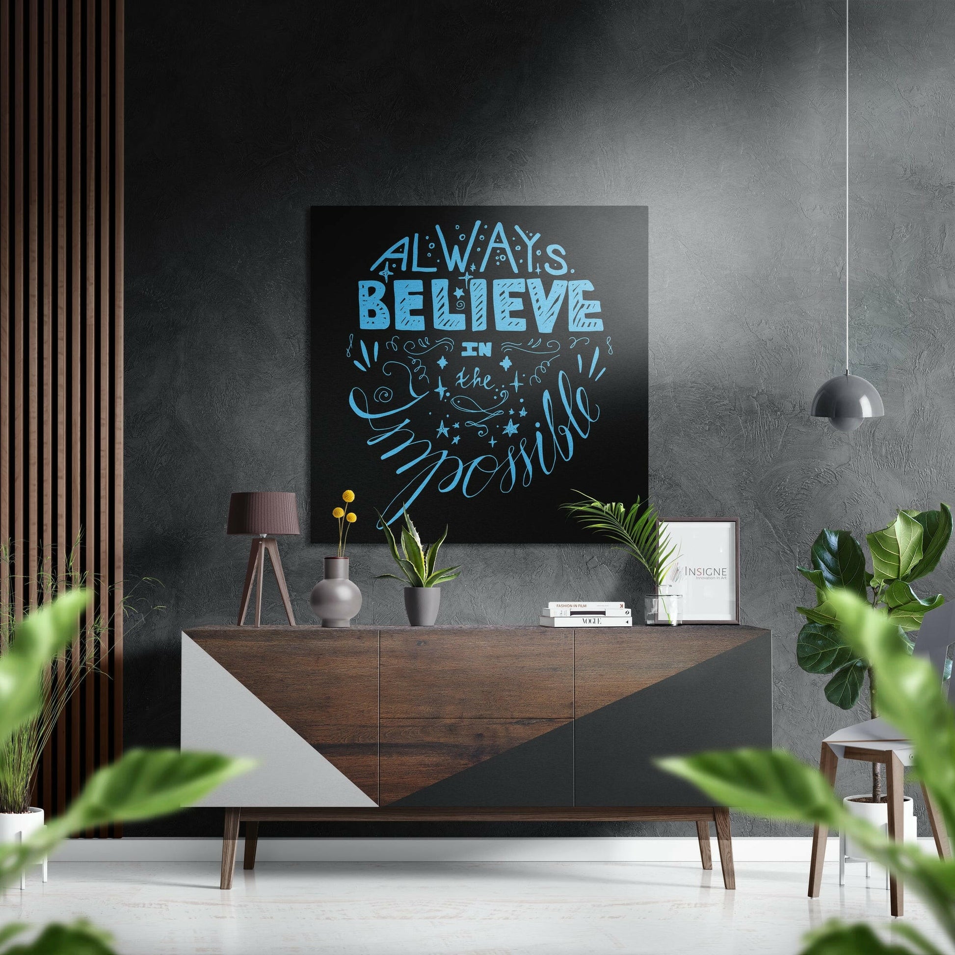 Believe in Impossible metal wall art motivational design