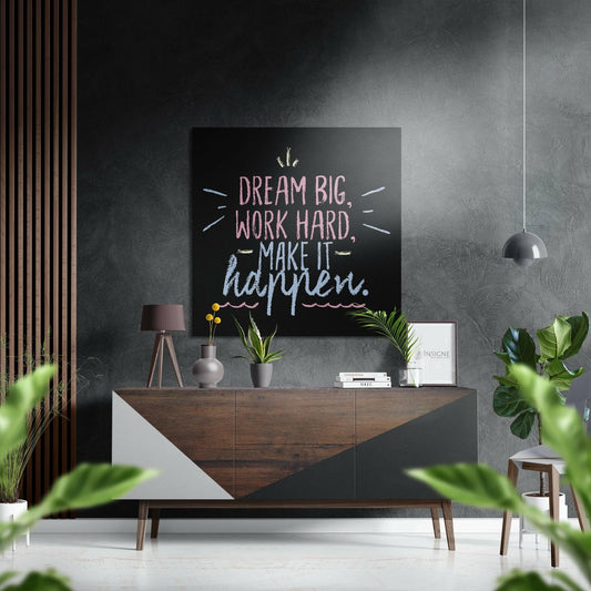 Pastel chalk work hard quote metal wall art