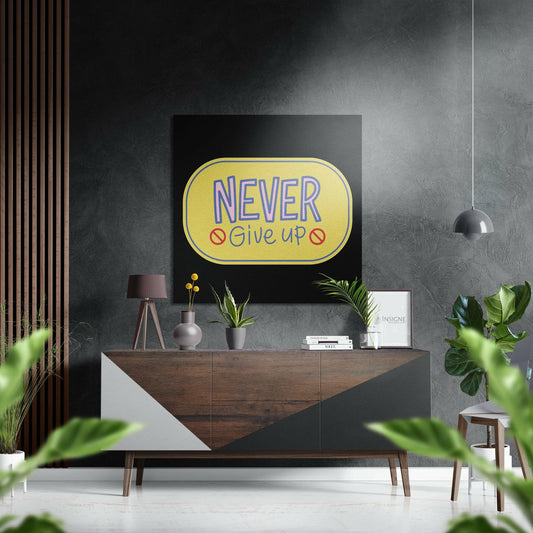 Yellow Neon Never Give Up Art