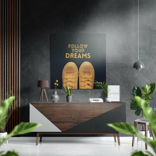 Follow Your Dreams typography metal wall art