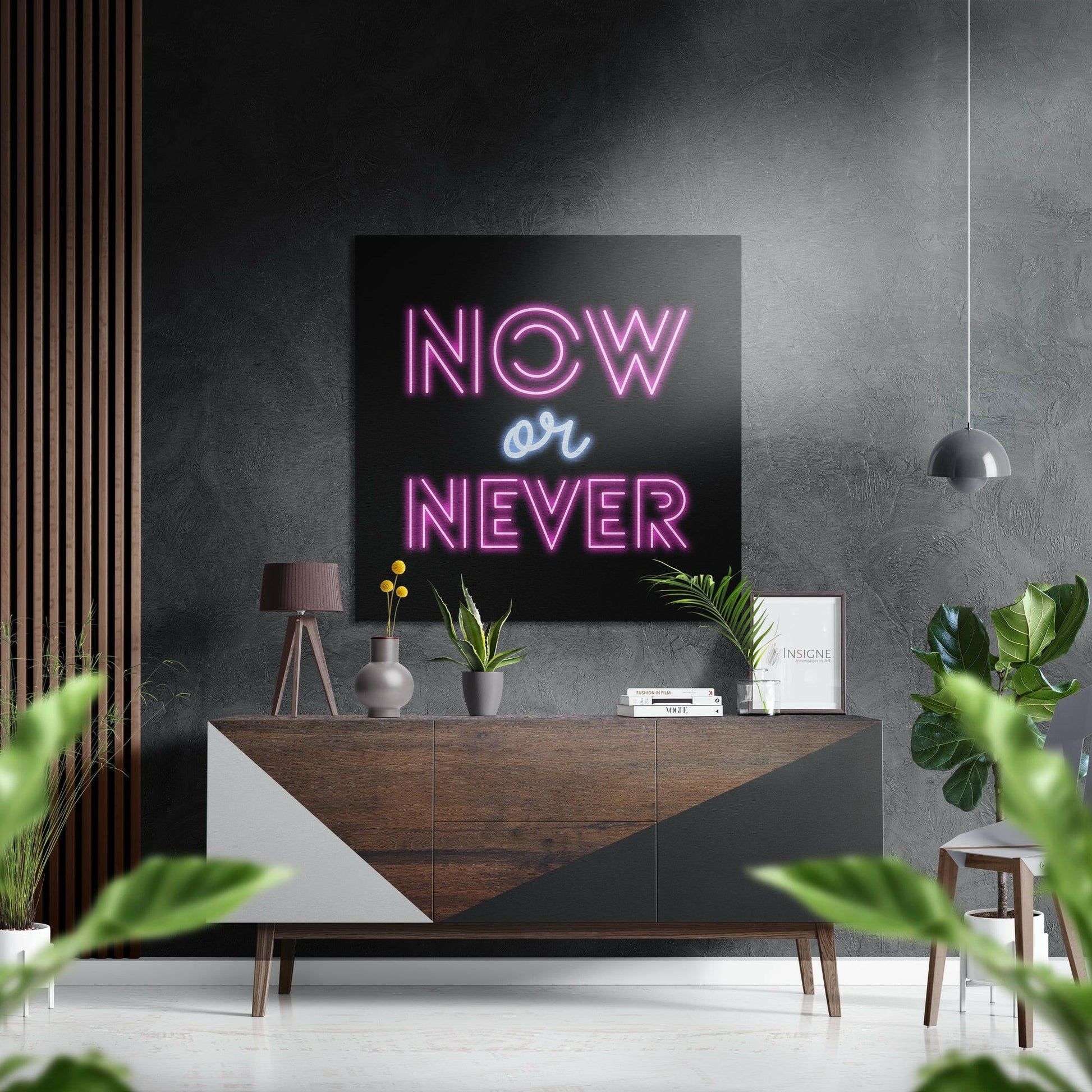 Now or Never motivational metal wall art