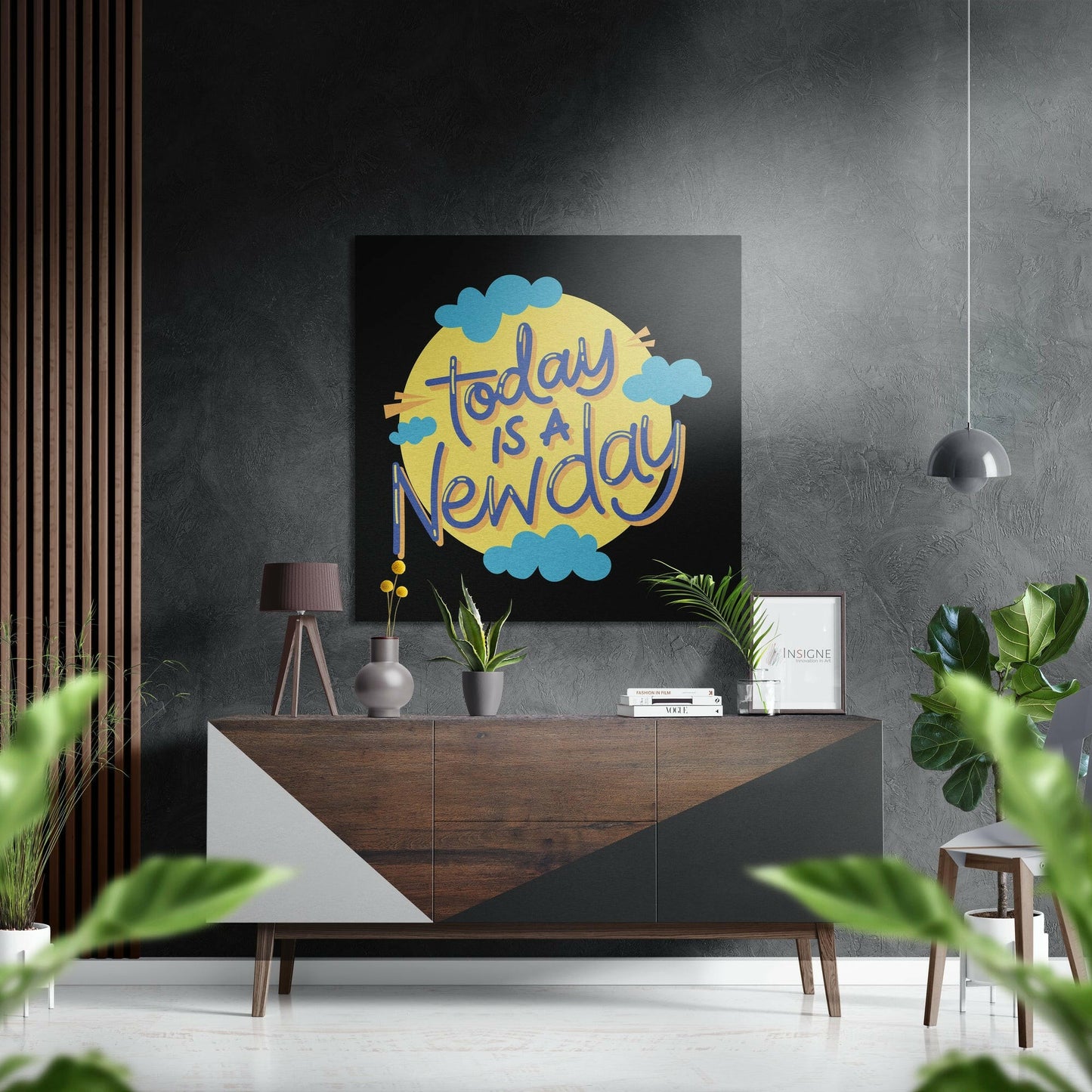 Today Is a New Day brushed aluminum metal wall art