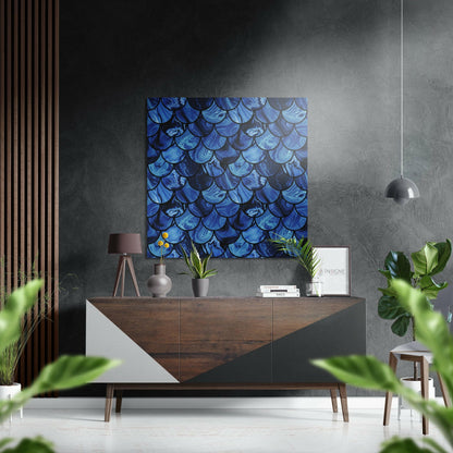 Blue Drops metal wall art brushed aluminum dibond