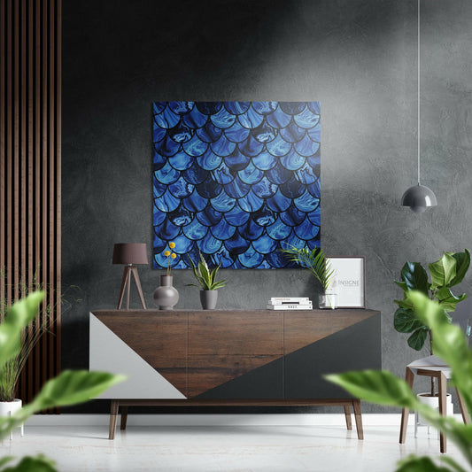 Blue Drops metal wall art brushed aluminum dibond