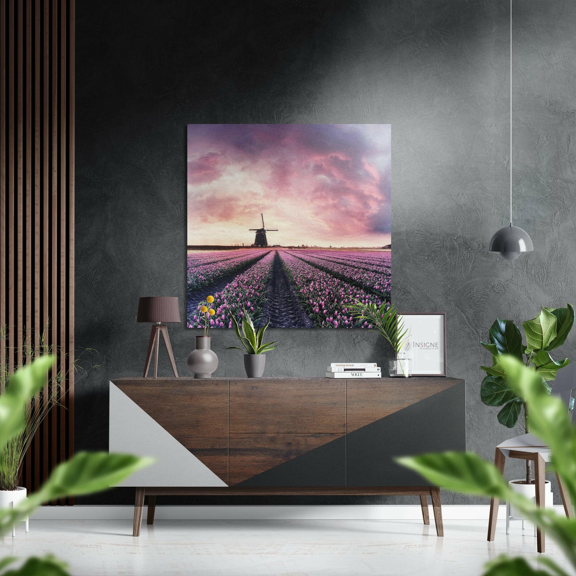 Tulip field metal wall art