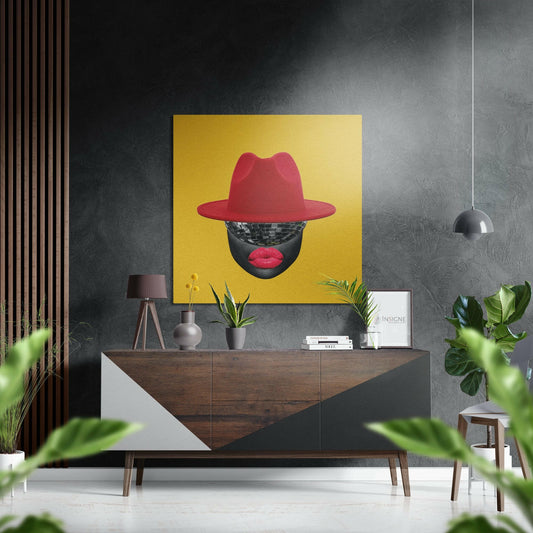 Red Hat Silhouette Metal Wall Art