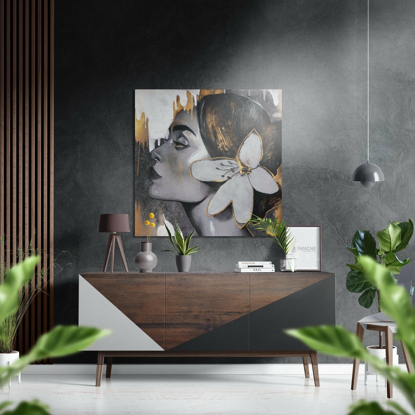 Woman metal wall art brushed aluminum