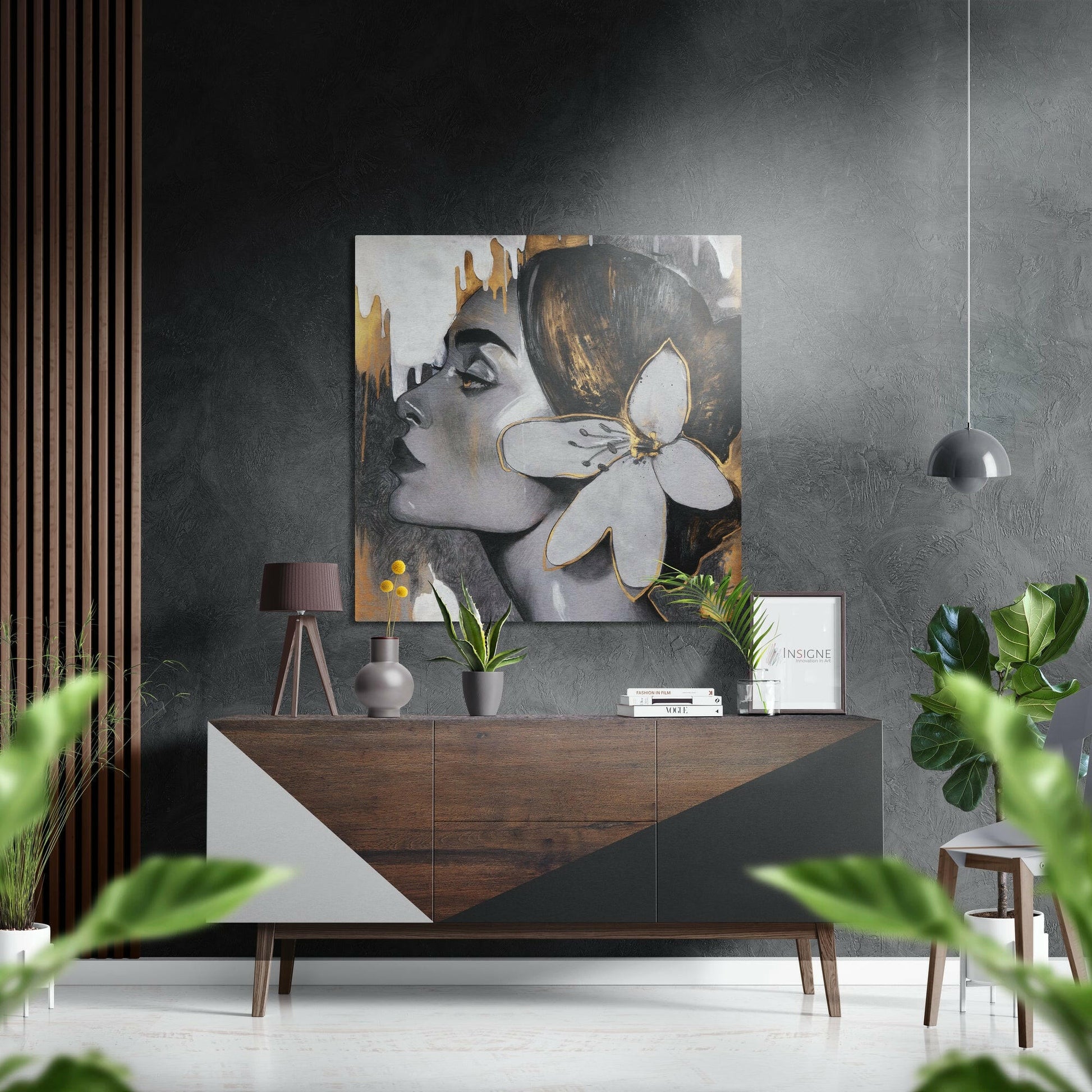 Woman metal wall art brushed aluminum