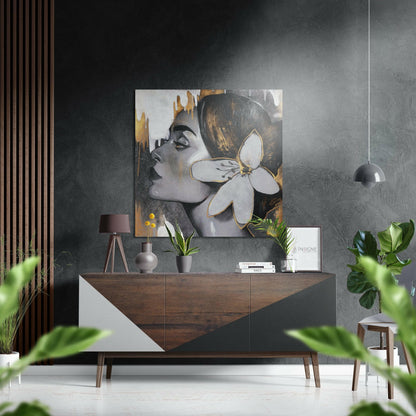 Woman metal wall art brushed aluminum