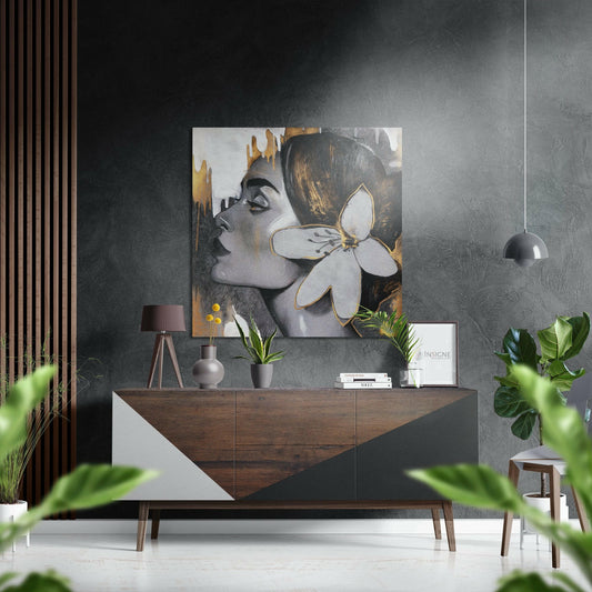 Woman metal wall art brushed aluminum