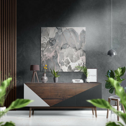 Soft gray blush marble metal wall art abstract design