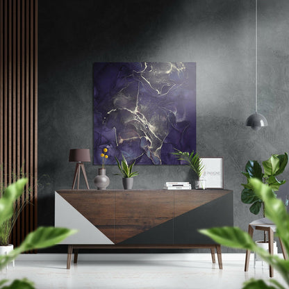 Purple Gold Marble Metal Wall Art
