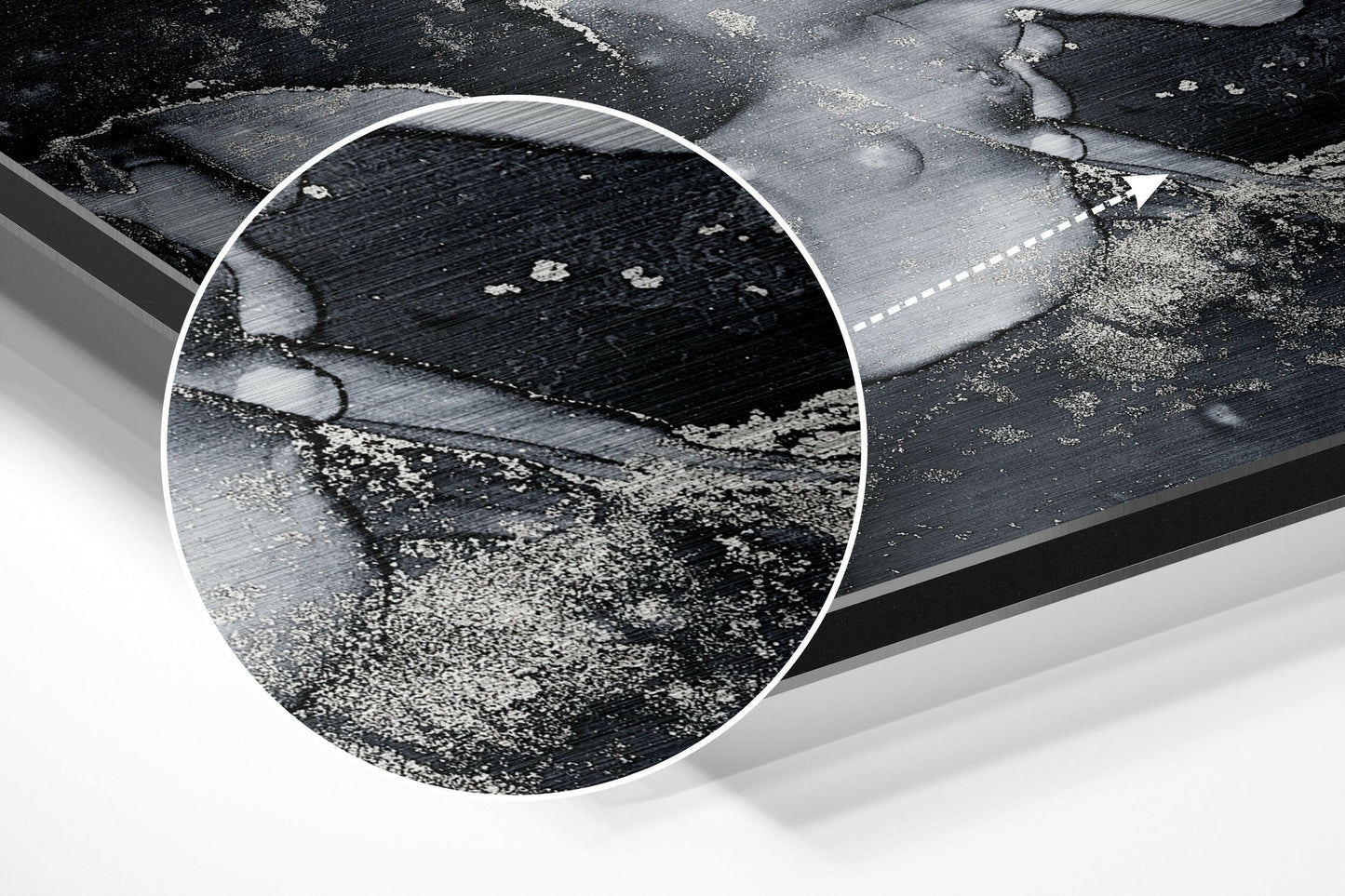Black Silver Ink Marble Metal Wall Art