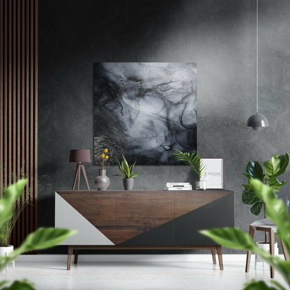 Charcoal smoke ink metal wall art